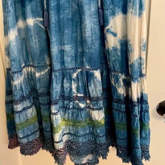 Tie Dyed Version of Free People/Carolina K Santana Boho Crochet Midi Dress S - Picture 2 of 5